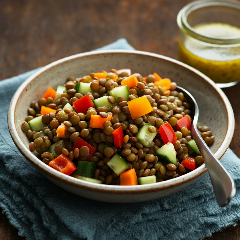 Salade de lentilles avec poivrons